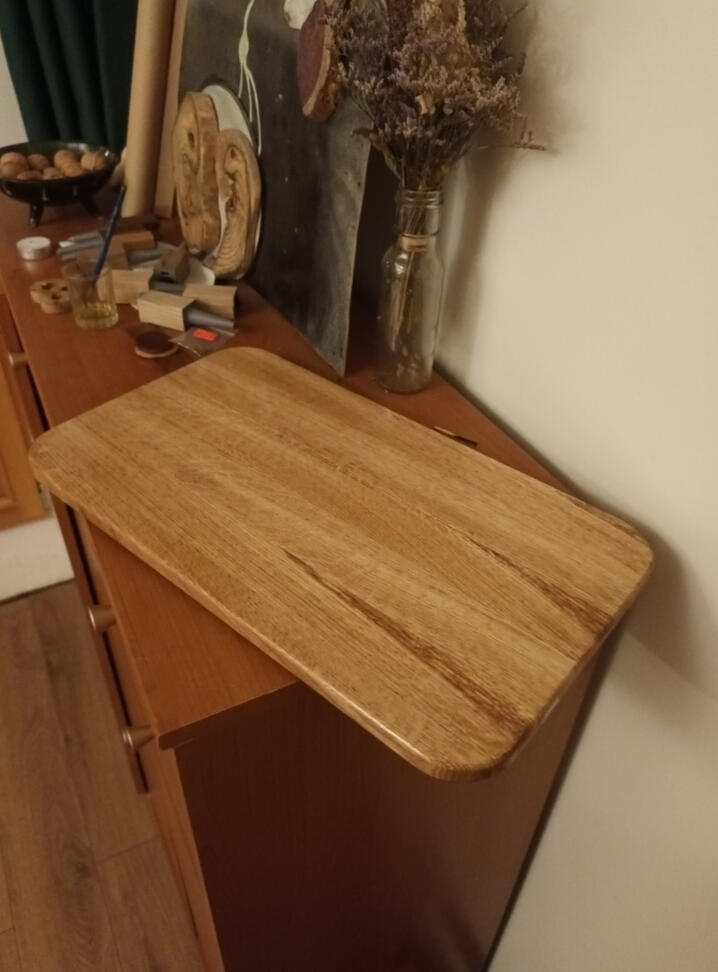 simple oak cutting board oiled with tung oil