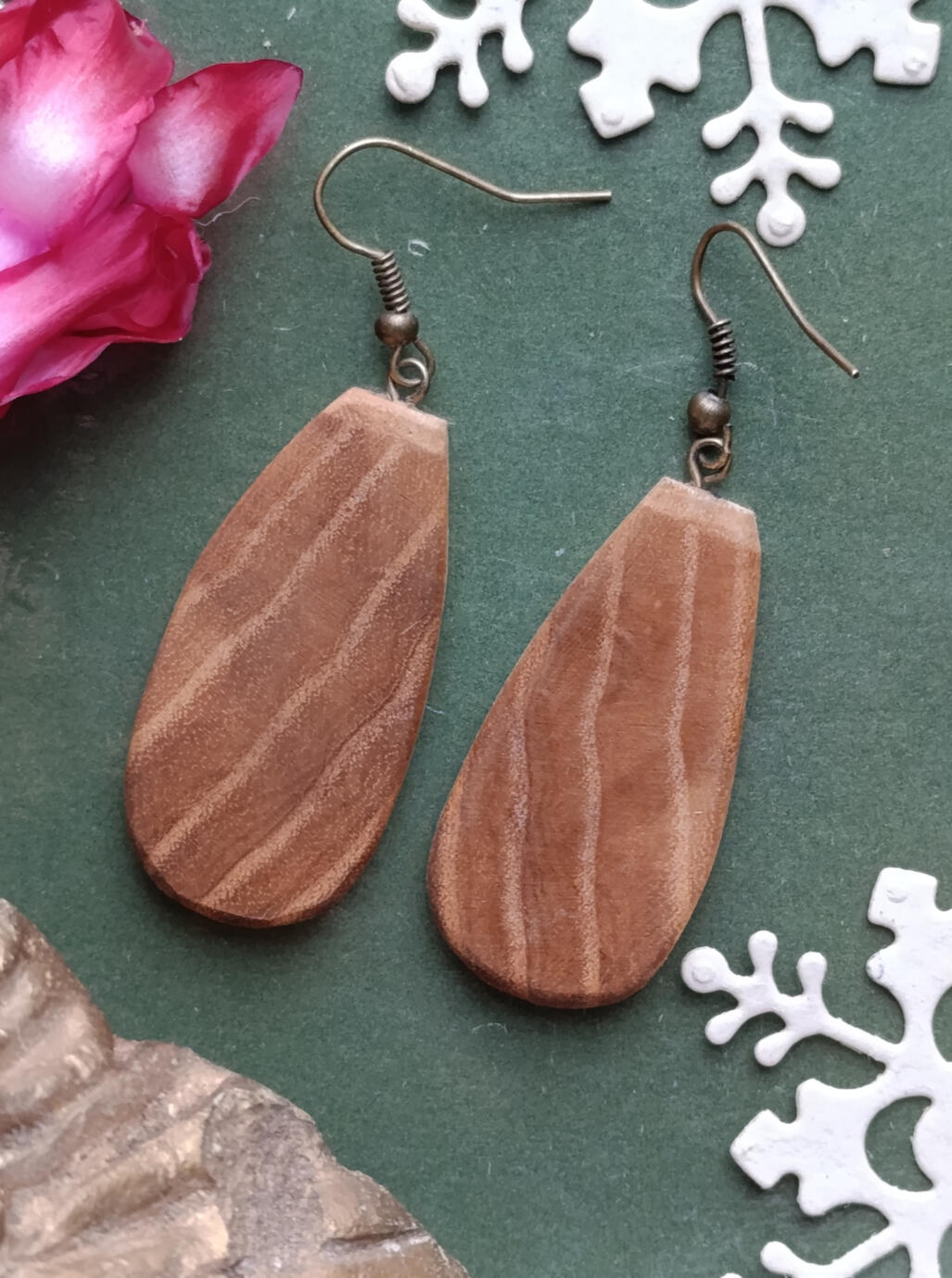 Earrings from ash wood